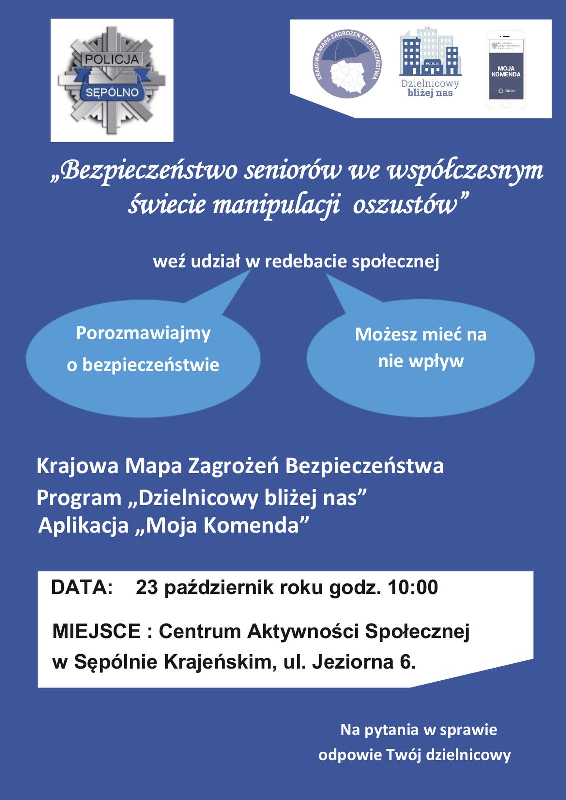 Zaproszenie do udziału w&nbsp;debacie społecznej: &bdquo;Bezpieczeństwo senior&oacute;w we wsp&oacute;łczesnym świecie manipulacji oszust&oacute;w&rdquo;