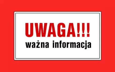 Komunikat Uwaga ważna informacja